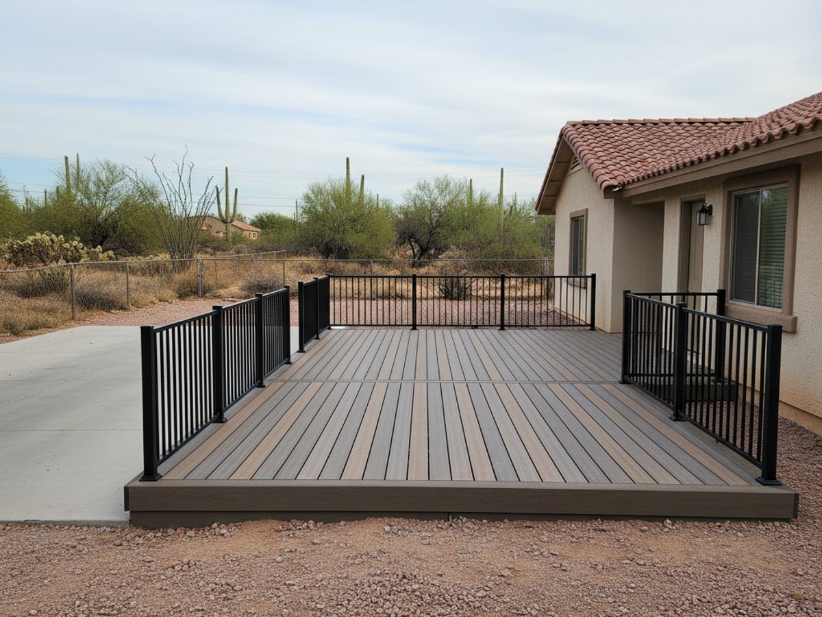 Custom Deck Design completed by Aim High Deck Co in Gilbert, AZ