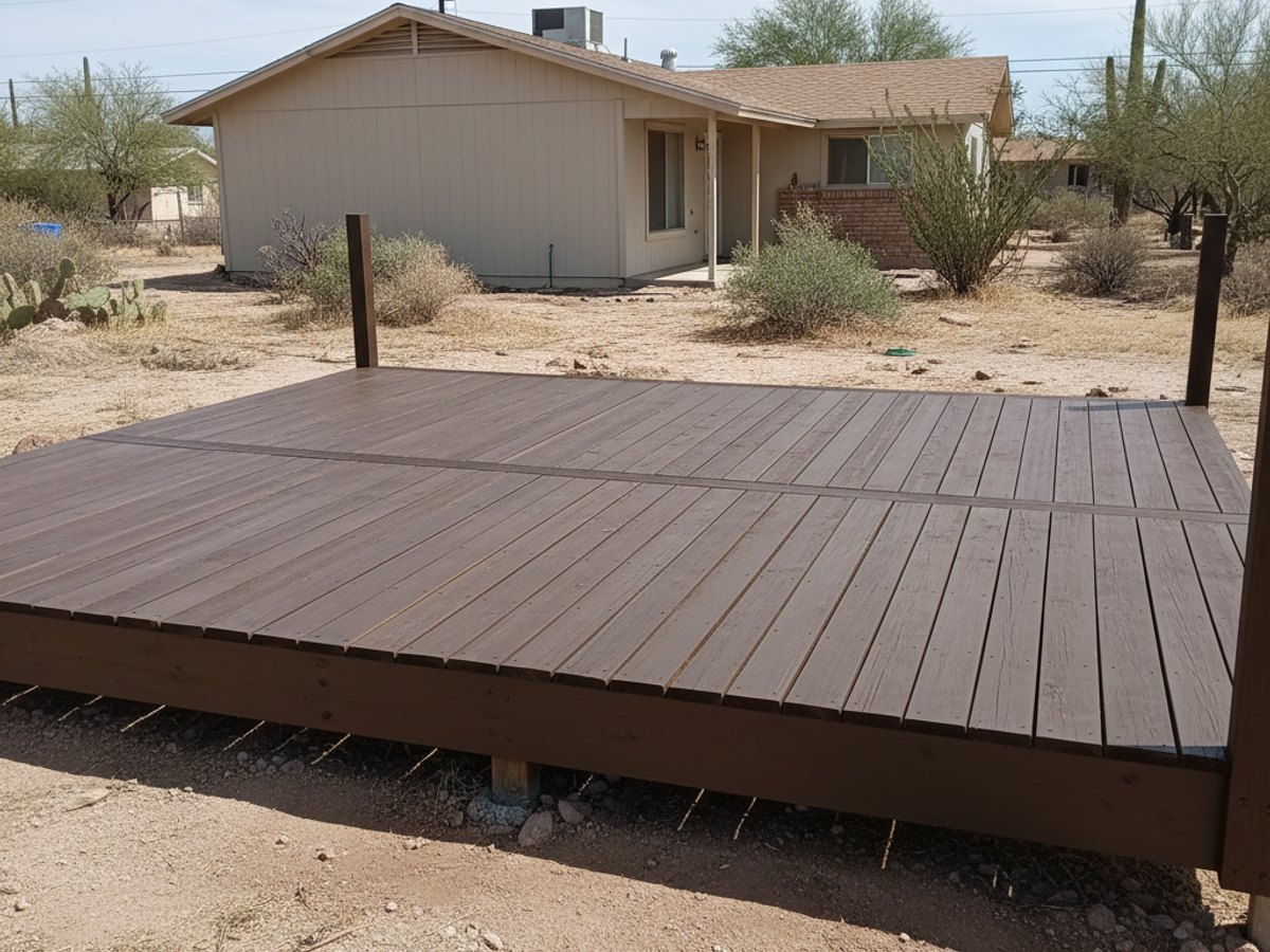 Custom Deck Design completed by Aim High Deck Co in Phoenix, AZ